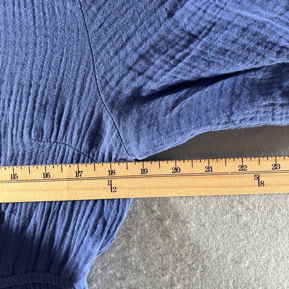 910 |Marine Layer Double Gauze Tiered Button Front Boho Midi Dress Blue Womens M - Picture 3 of 10